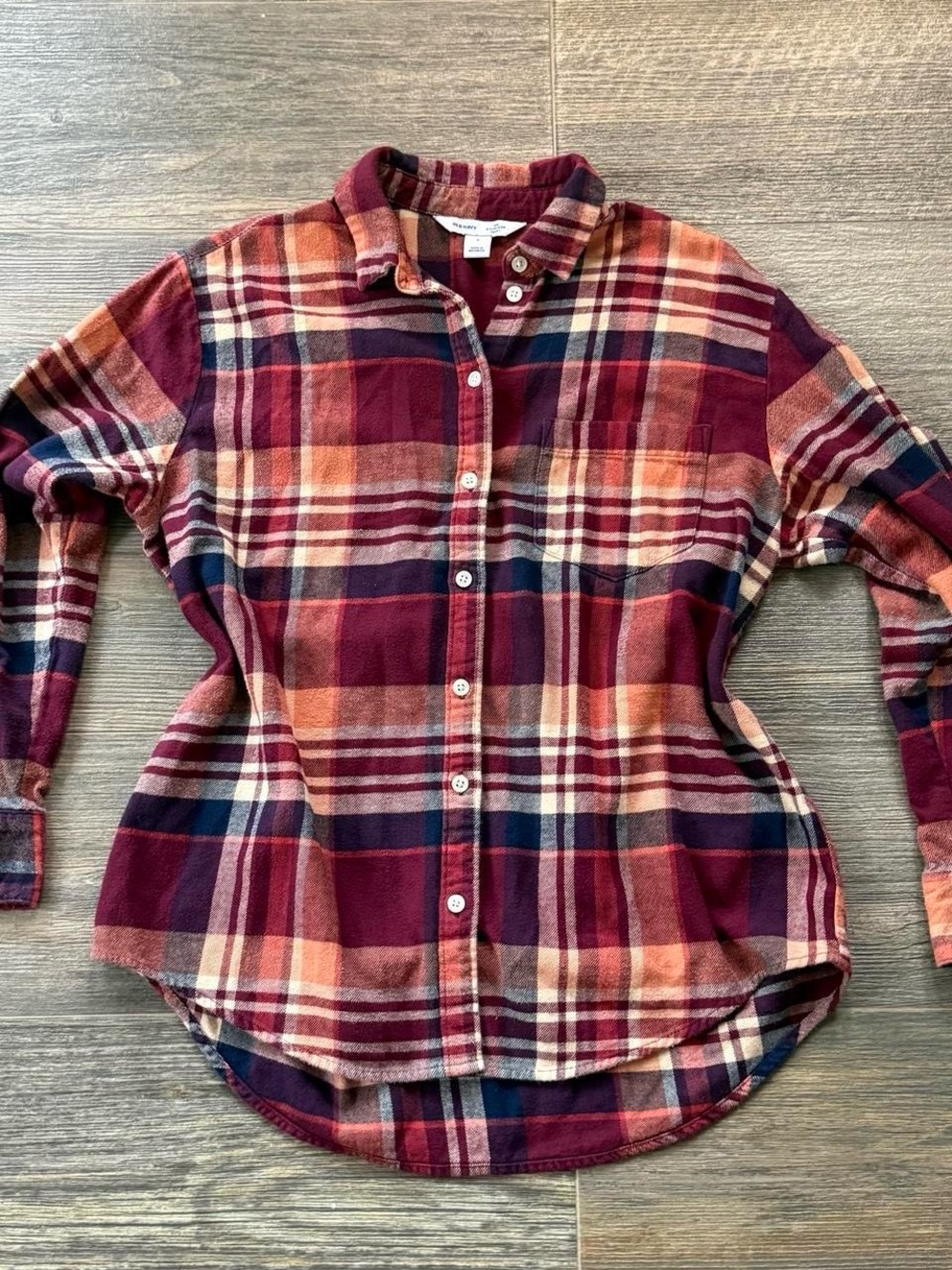 Boho Western cozy fall Burgundy Plaid Button-Down flannel 100% cotton
